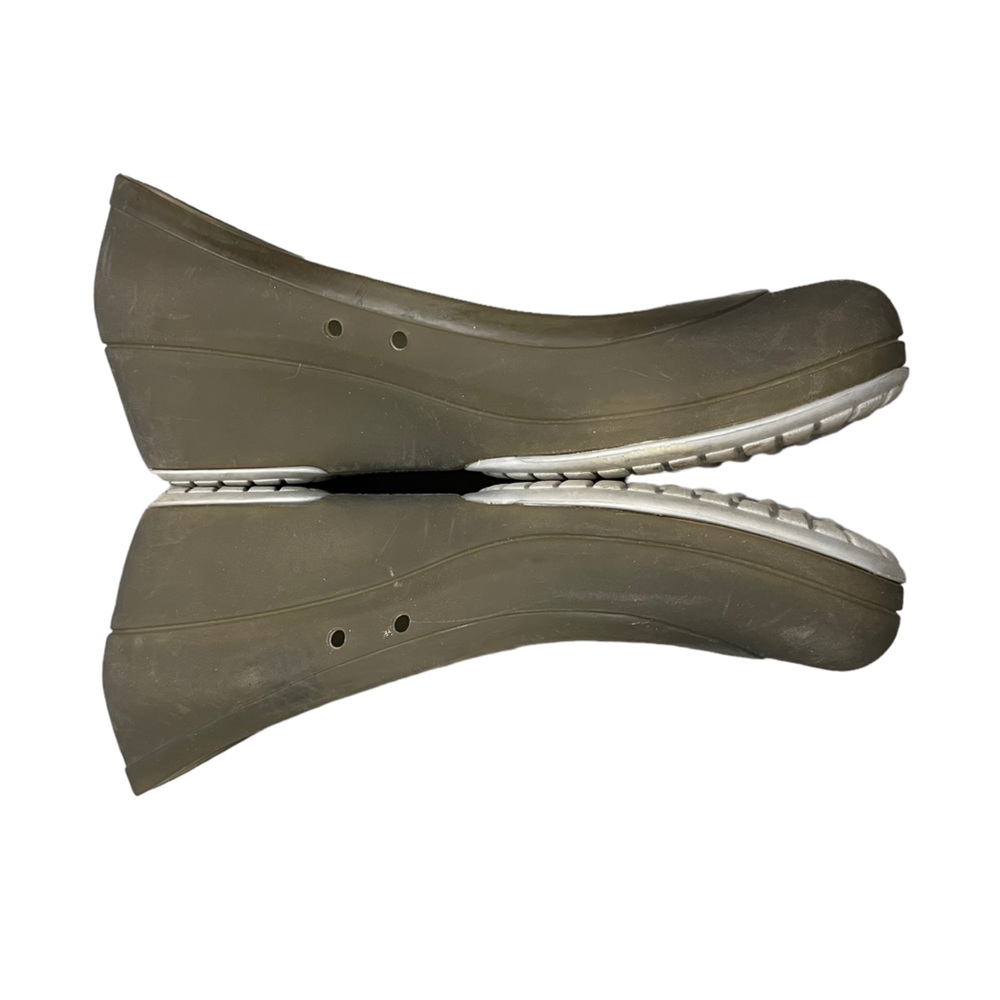 CROCS Women's Olive Wedges with White Sole